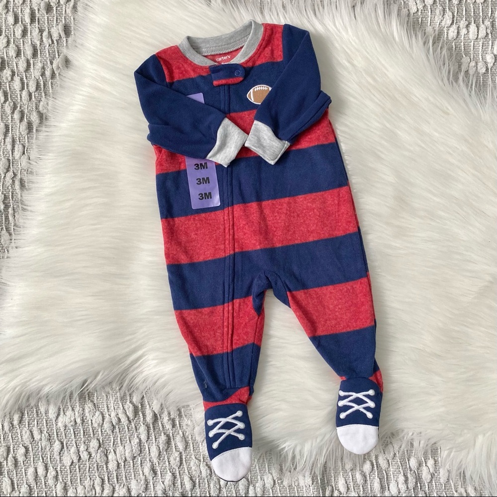 (❤️3/$30) Red and blue stripe fleece baby sleeper pjs